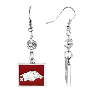 Arkansas Razorbacks Women's Square Dangle Earrings, Fish Hook, NCAA